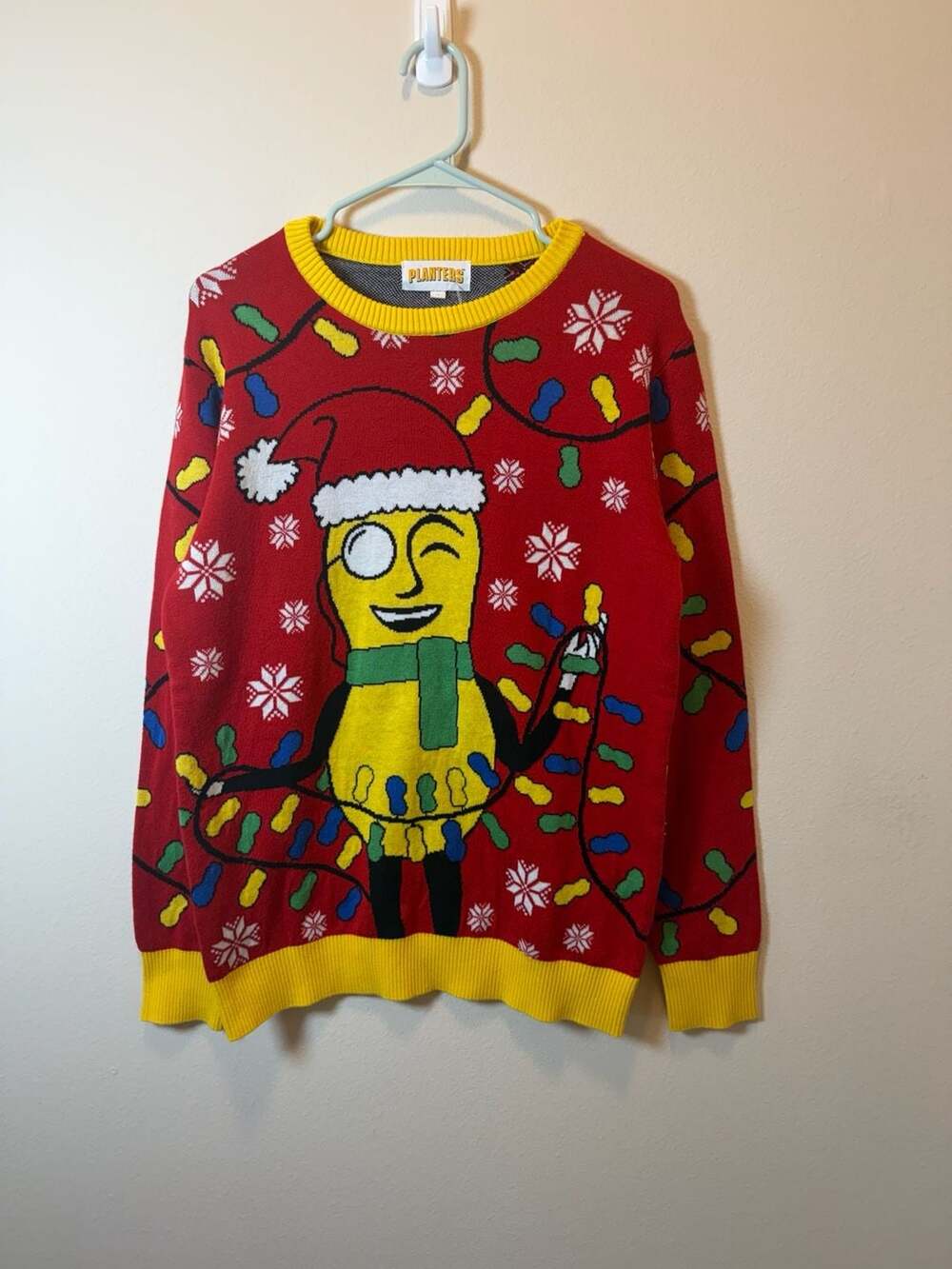 Planters Peanuts Mr. Peanut Ugly Christmas Sweater Red Holiday Mens Small